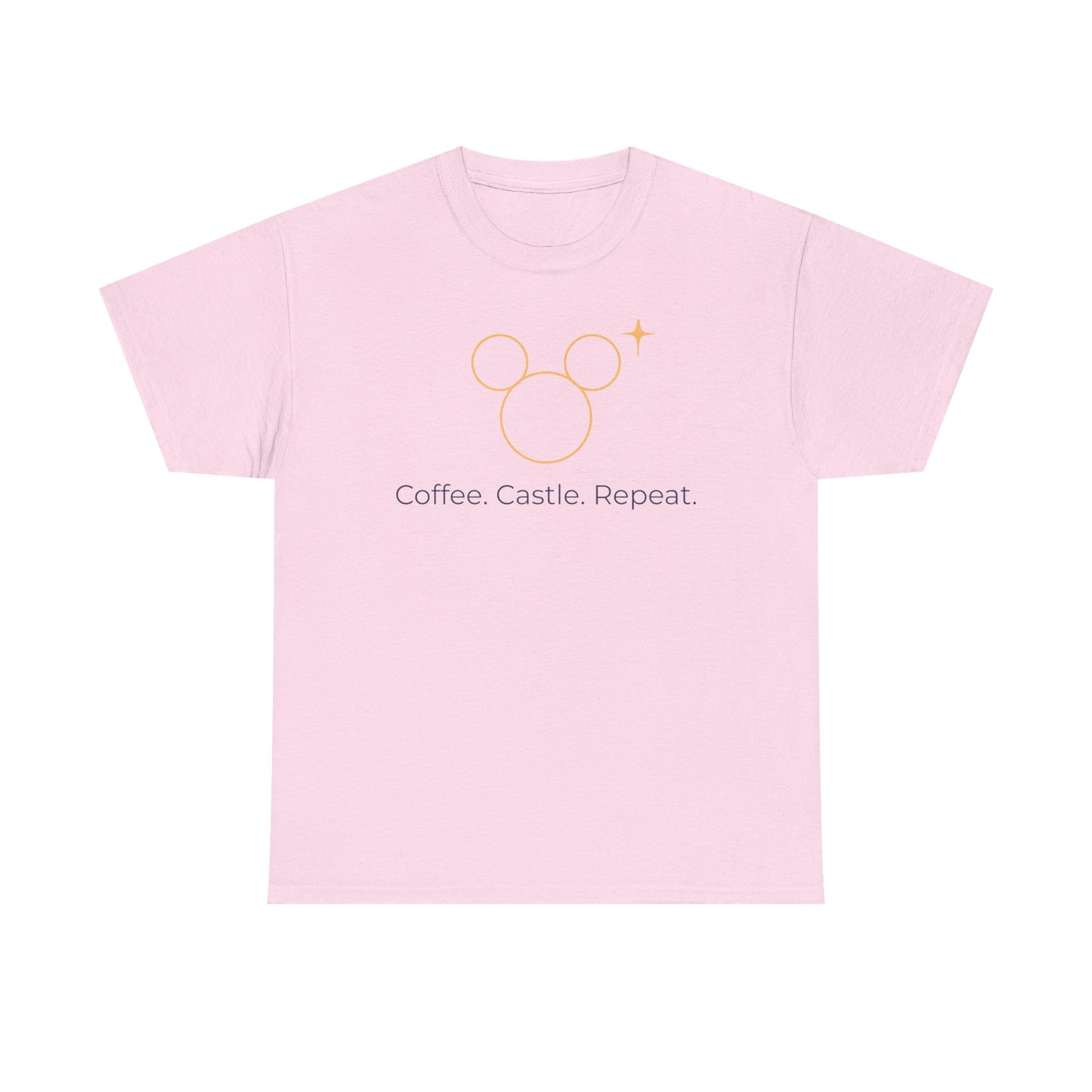 Unisex Heavy Cotton Tee - Coffee. Castle. Repeat (Darker Image)