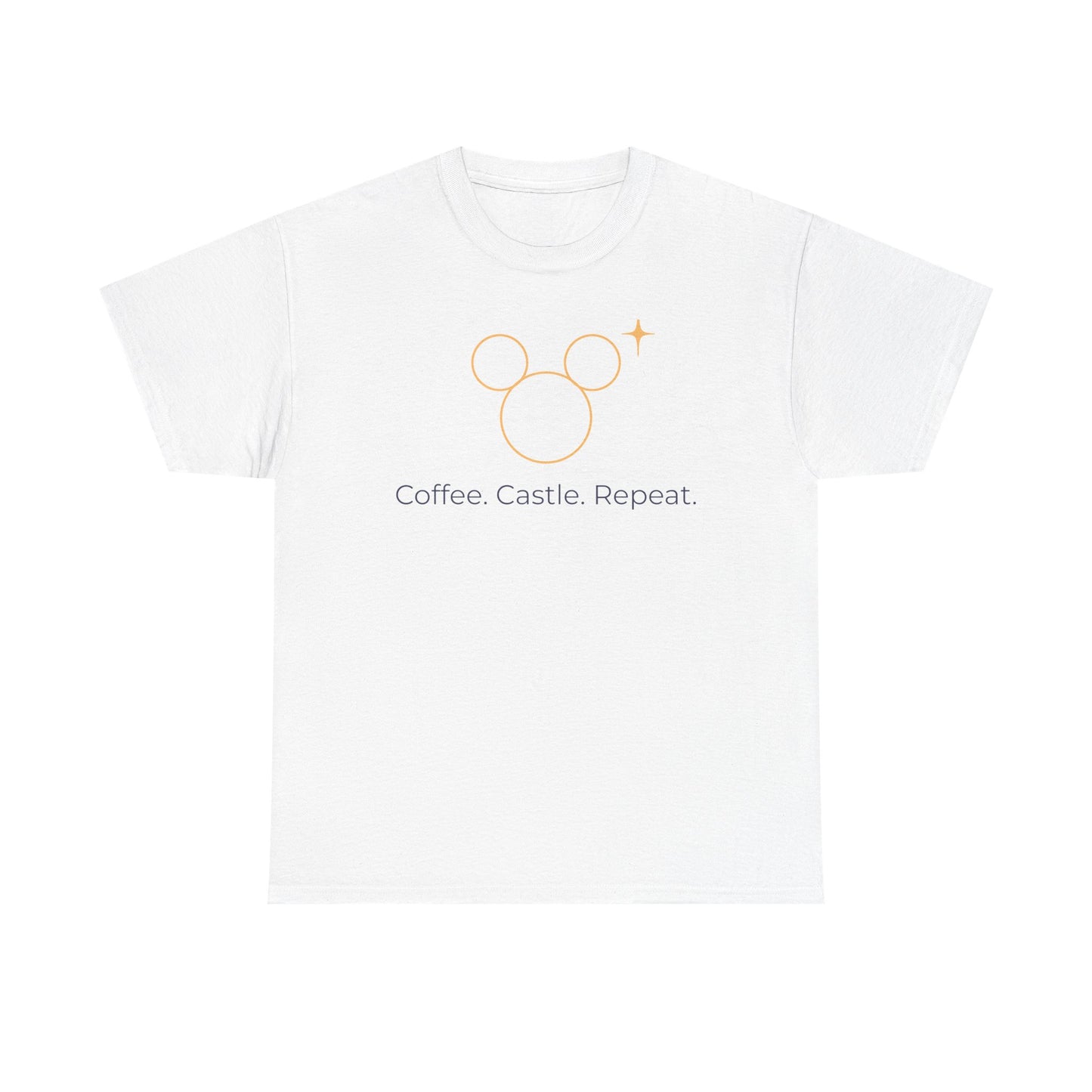 Unisex Heavy Cotton Tee - Coffee. Castle. Repeat (Darker Image)