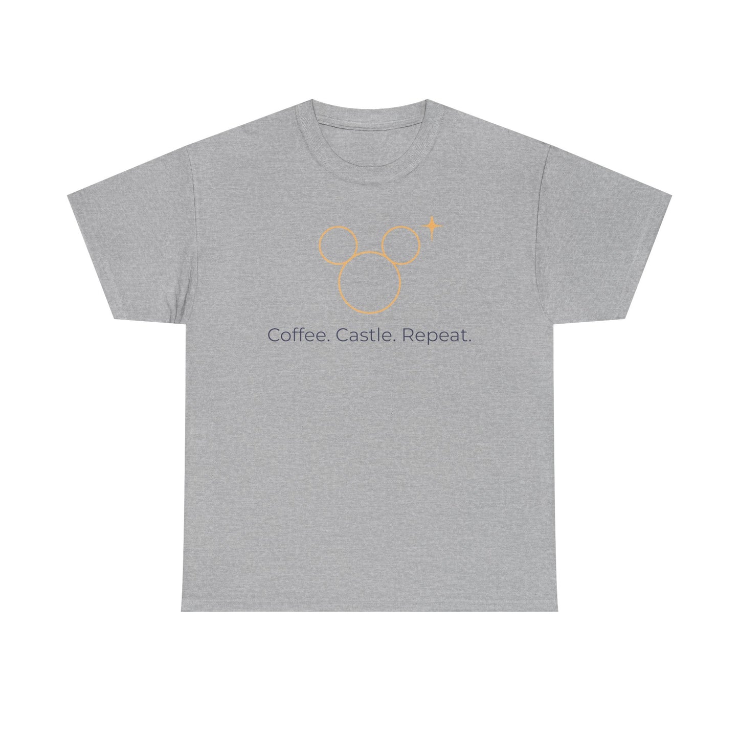 Unisex Heavy Cotton Tee - Coffee. Castle. Repeat (Darker Image)