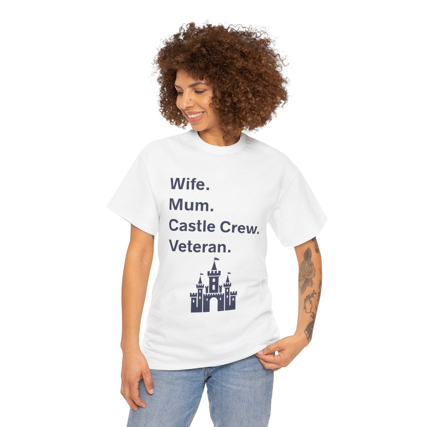 Heavy Cotton Tee - Wife Mum Castle Crew Veteran Shirt